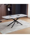 Tavolo girevole allungabile piano ceramica effetto marmo bianco lucido Astrid 140x90x76H