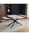 Tavolo girevole allungabile piano ceramica effetto marmo bianco lucido Astrid 140x90x76H
