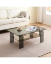Tavolino con due ripiani in vetro nero fumè Crystal 100x60x39h