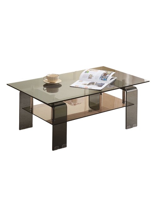 Tavolino con due ripiani in vetro nero fumè Crystal 100x60x39h