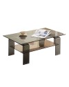 Tavolino con due ripiani in vetro nero fumè Crystal 100x60x39h