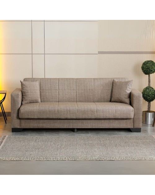 Divano letto Moon con contenitore colore Camel 213x81x83H