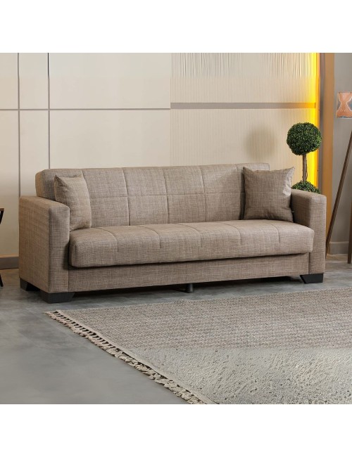 Divano letto Moon con contenitore colore Camel 213x81x83H