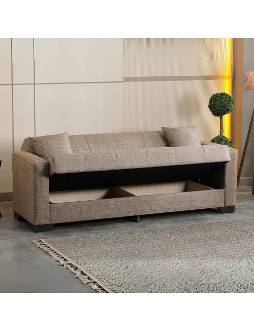 Divano letto Moon con contenitore colore Camel 213x81x83H