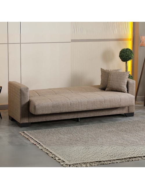 Divano letto Moon con contenitore colore Camel 213x81x83H