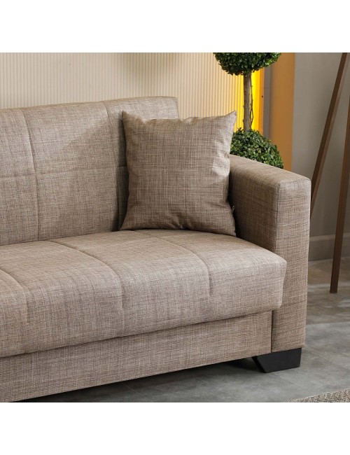 Divano letto Moon con contenitore colore Camel 213x81x83H