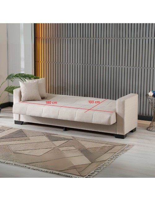 Divano letto Moon con contenitore colore Camel 213x81x83H
