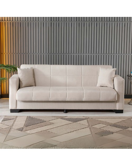 Divano letto Moon con contenitore colore Crema 213x81x83H