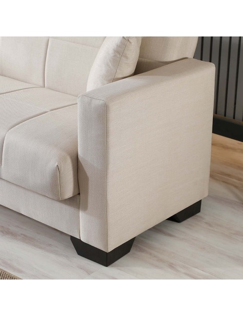Divano letto Moon con contenitore colore Crema 213x81x83H