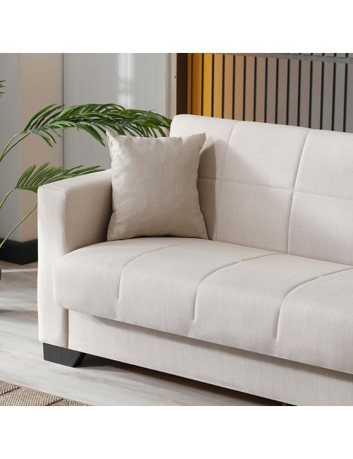 Divano letto Moon con contenitore colore Crema 213x81x83H