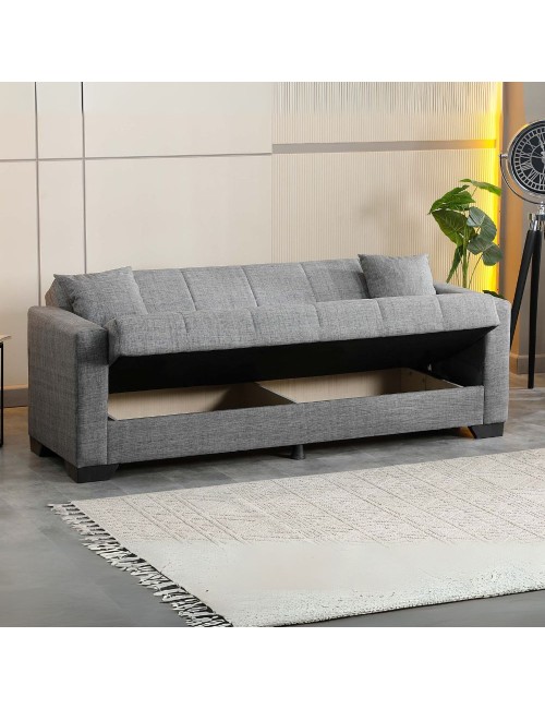 Divano letto Moon con contenitore colore grigio 213x81x83H