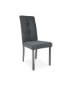 Sedia imbottita con struttura in legno e tessuto grigio Eric