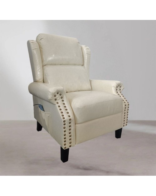 Poltrona con massaggio e schienale riscaldabile Wing ecopelle beige