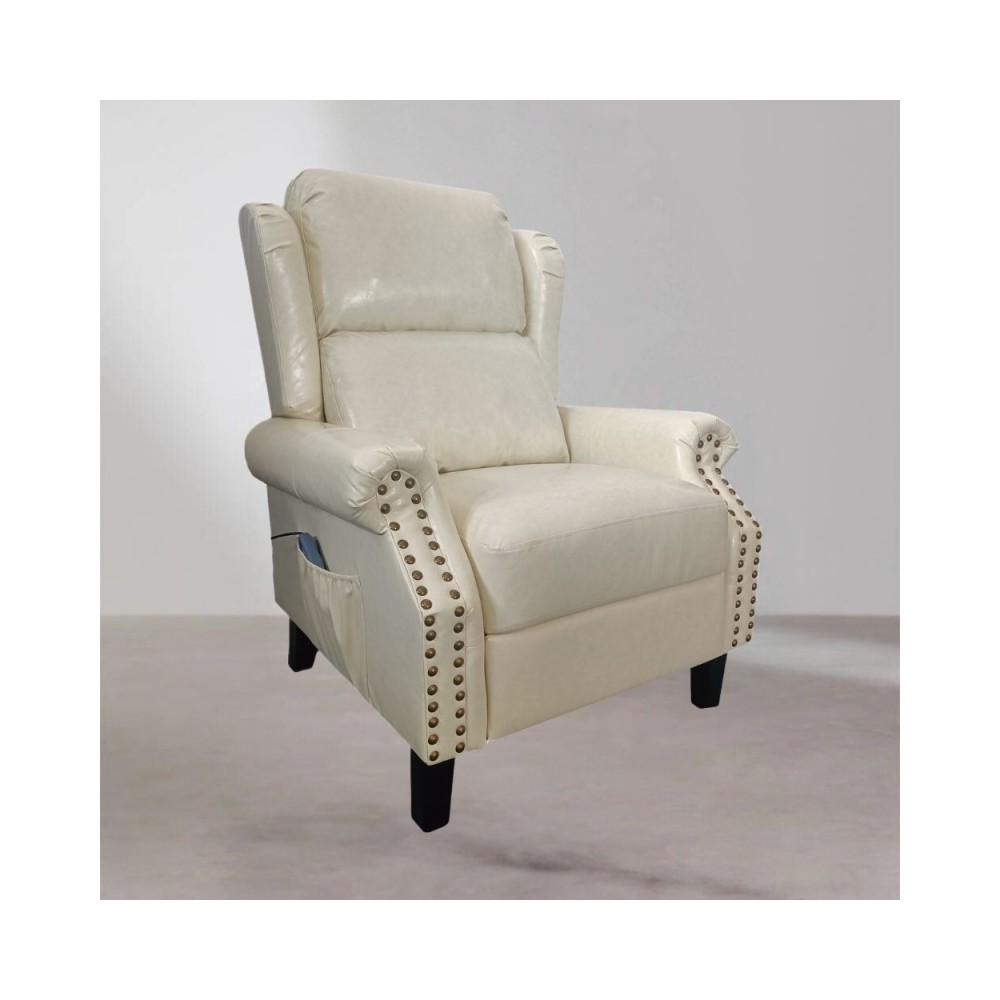 Poltrona con massaggio e schienale riscaldabile Wing ecopelle beige