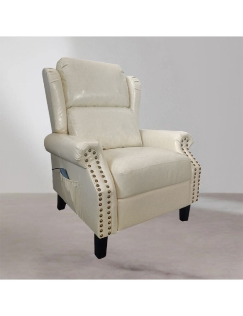 Poltrona con Massaggio e Schienale Riscaldabile Wing Ecopelle Beige