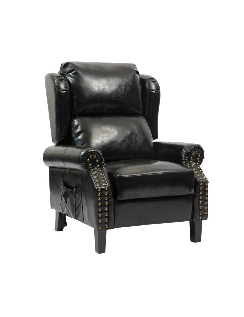 Poltrona con massaggio e schienale riscaldabile Wing ecopelle nero