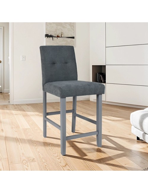 Sgabello in legno con rivestimento tessuto grigio Alex
