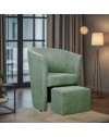 Poltrona con pouf estraibile Djerba tessuto colore verde acqua marina