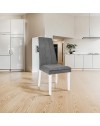 Set 2 Sedie imbottite con struttura in legno bianco e tessuto grigio Tim