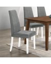 Set 2 Sedie imbottite con struttura in legno bianco e tessuto grigio Tim