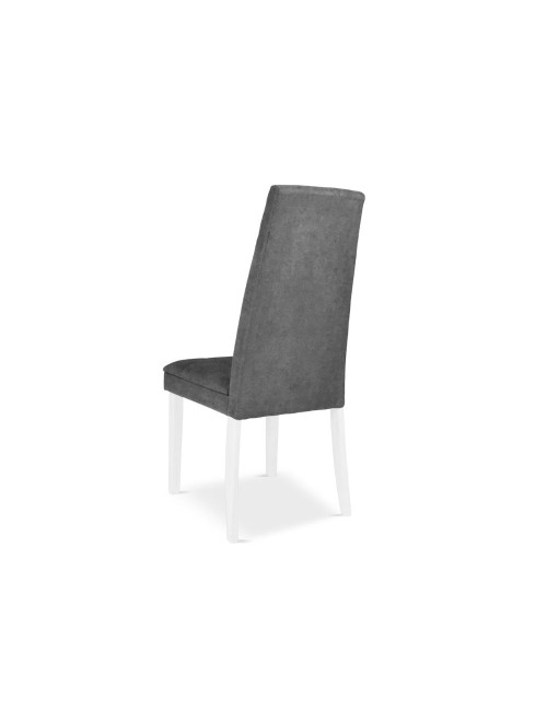 Set 2 Sedie imbottite con struttura in legno bianco e tessuto grigio Tim