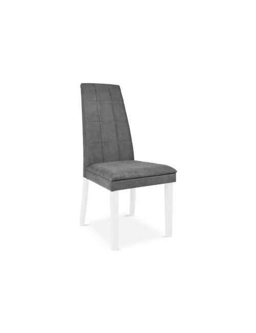 Set 2 Sedie imbottite con struttura in legno bianco e tessuto grigio Tim