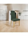 Set 2 Sedie imbottite con struttura in legno rovere e tessuto verde Tim