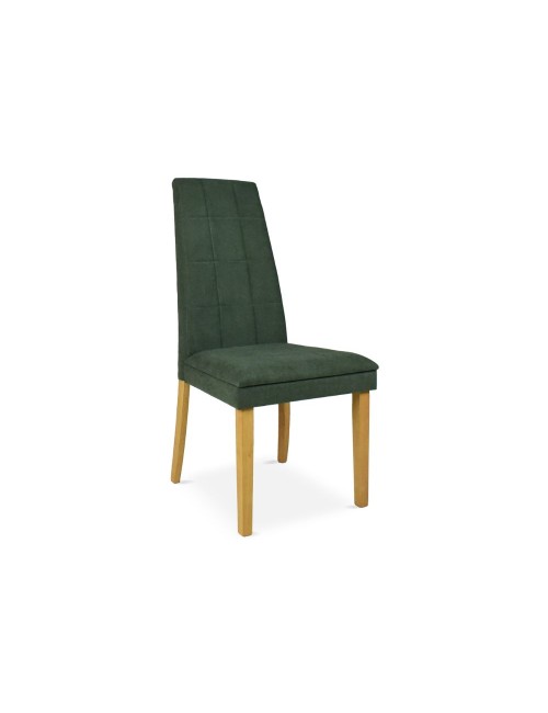 Set 2 Sedie imbottite con struttura in legno rovere e tessuto verde Tim