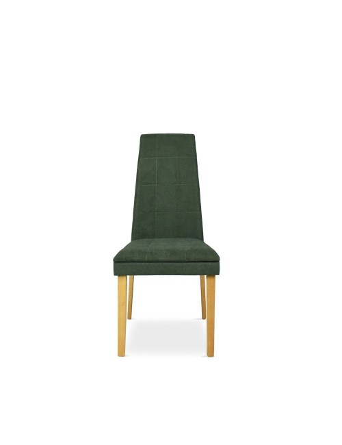 Set 2 Sedie imbottite con struttura in legno rovere e tessuto verde Tim