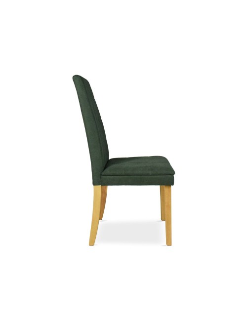 Set 2 Sedie imbottite con struttura in legno rovere e tessuto verde Tim