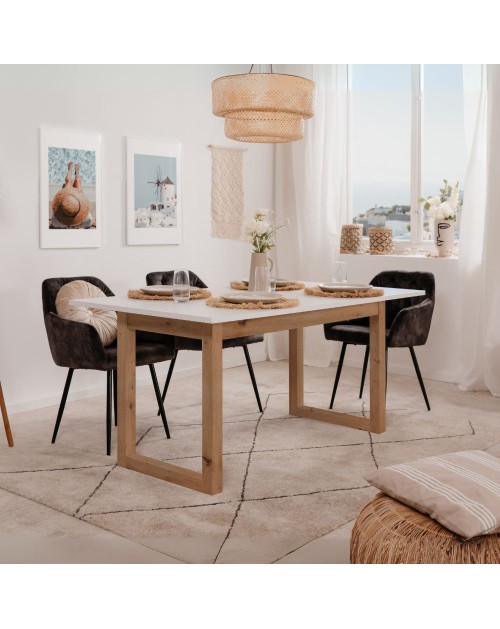Tavolo allungabile New Denver50 160X90X75H colore bianco e rovere