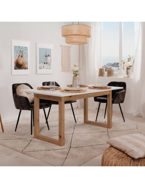 Tavolo allungabile New Denver50 160X90X75H colore bianco e rovere