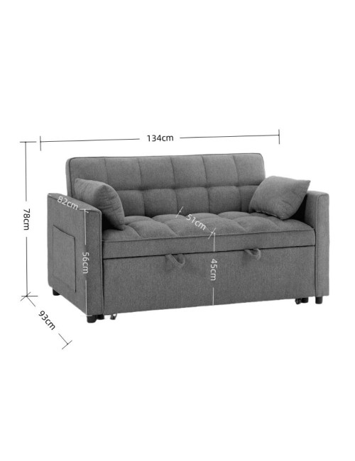 Divano 2 posti con letto estraibile cappuccino 135x93x78H Eiri