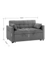 Divano 2 posti con letto estraibile cappuccino 135x93x78H Eiri