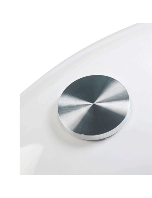 Tavolino da Salotto Piano Vetro Ovale Struttura Bianco Lucido 115x65x40