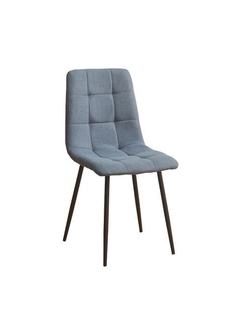 Set 6 Sedie imbottite in tessuto grigio Fender con gambe in metallo nero