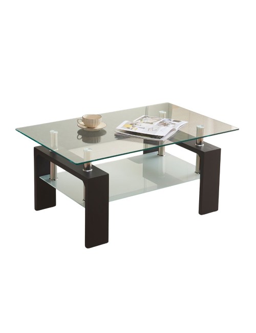 Tavolino nero con due ripiani in vetro Titania 110x60x45H