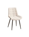 Set 4 Sedie Mika in tessuto beige con trama geometrica e struttura in metallo nero