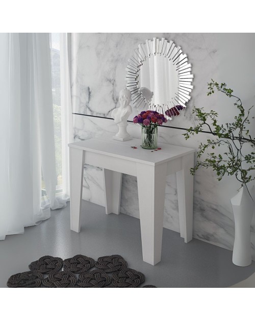 Consolle allungabile Petra con 6 allunghe colore bianco rustico