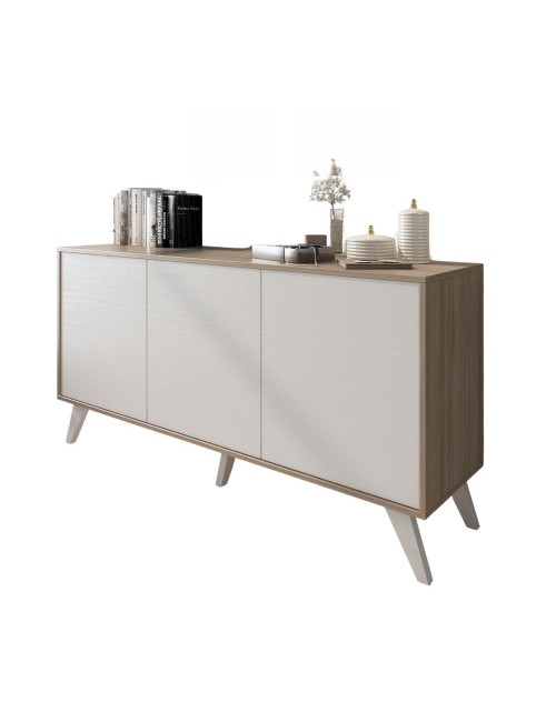 Madia Nimes 3 ante bianco rustico e struttura in olmo almeria 153,9x39,6x72H