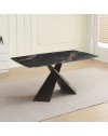 Tavolo Jarvis piano ceramica effetto marmo nero e gambe in geometriche e Incrociate 160x90x76H