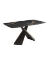 Tavolo Jarvis piano ceramica effetto marmo nero e gambe in geometriche e Incrociate 160x90x76H