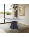 Tavolo quadrato Cesar in ceramica marmo arabesque con base di design a cono rovesciato