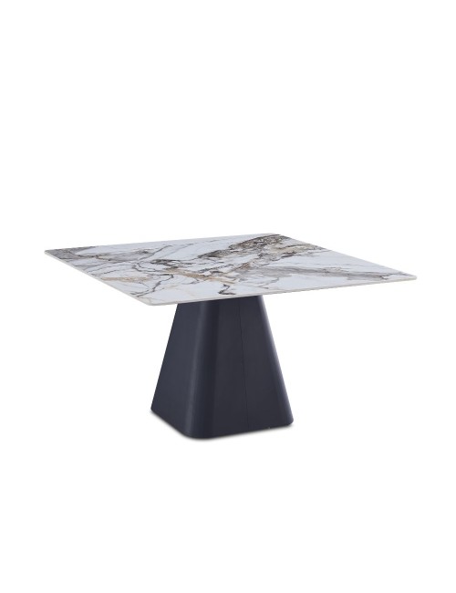 Tavolo quadrato Cesar in ceramica marmo arabesque con base di design a cono rovesciato