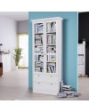 Credenza con due ante in vetro e due cassetti Landwood51 colore bianco