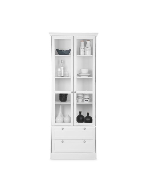 Credenza con due ante in vetro e due cassetti Landwood51 colore bianco