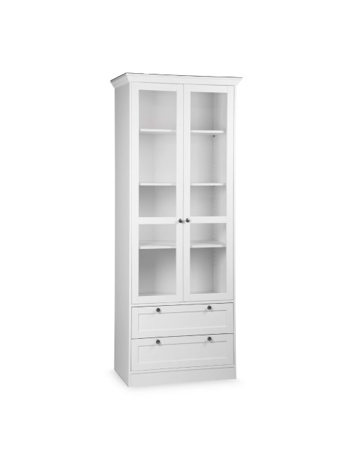 Credenza con due ante in vetro e due cassetti Landwood51 colore bianco
