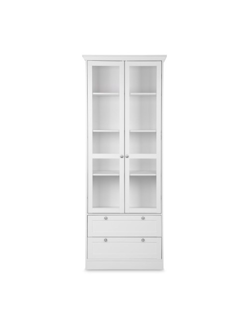 Credenza con due ante in vetro e due cassetti Landwood51 colore bianco