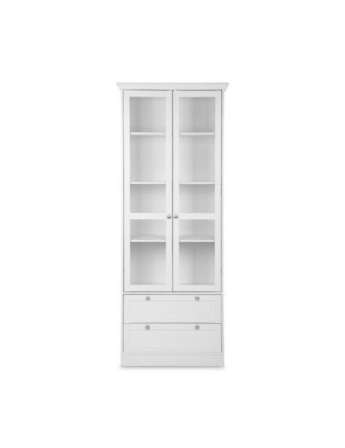Credenza con due ante in vetro e due cassetti Landwood51 colore bianco