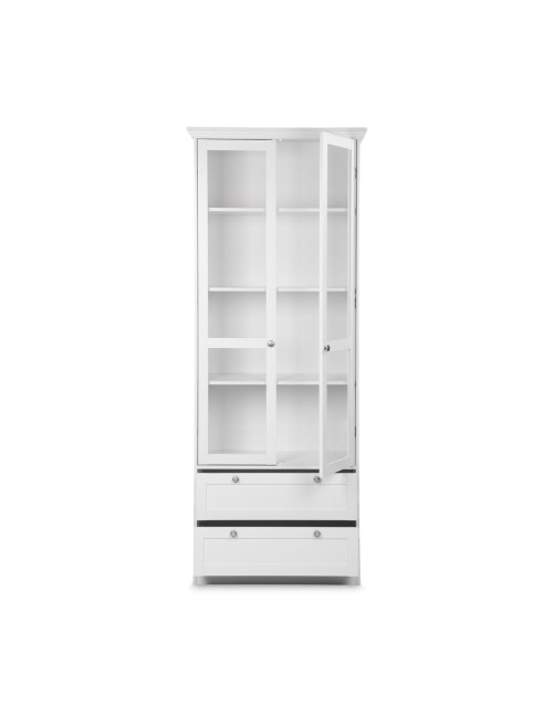Credenza con due ante in vetro e due cassetti Landwood51 colore bianco